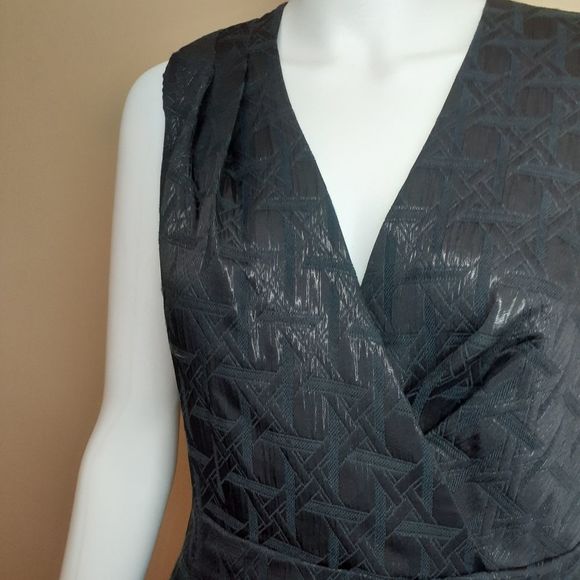 Kirna Zabete for Target Metallic Black Jacquard V-Neck Dress 10 EUC - Picture 2 of 10